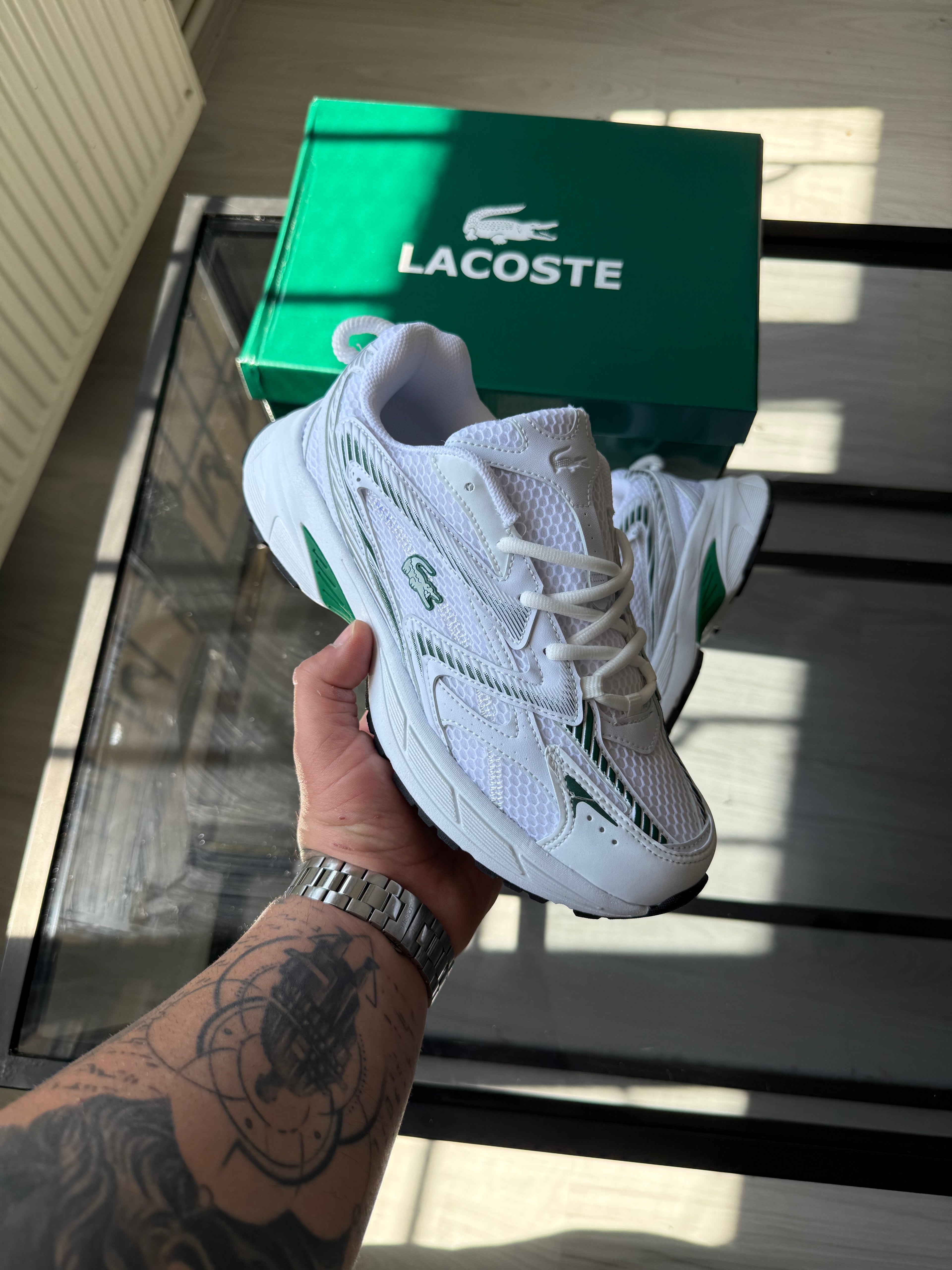 Lacoste Fileli Beyaz Yeşil