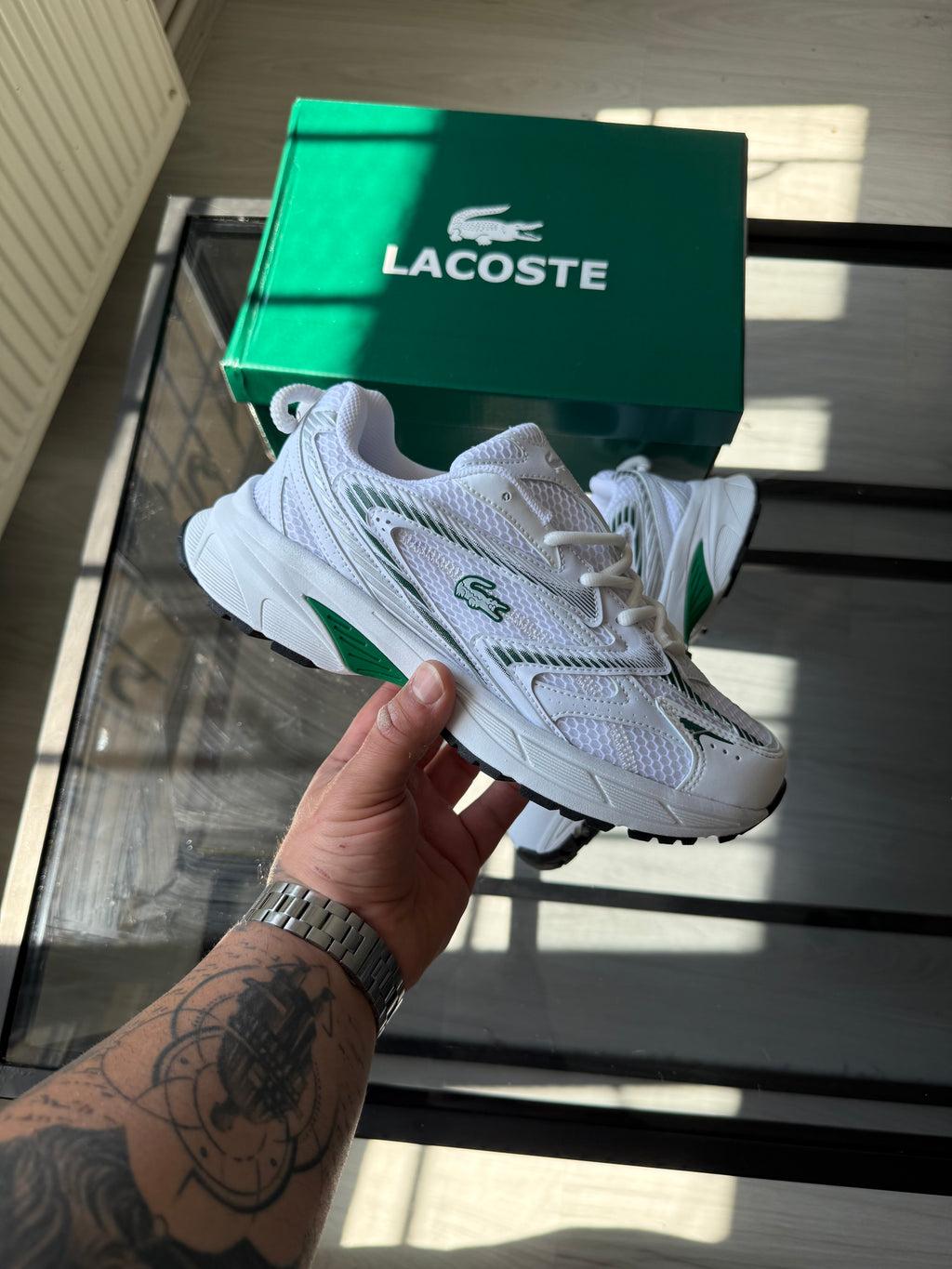 Lacoste Fileli Beyaz Yeşil