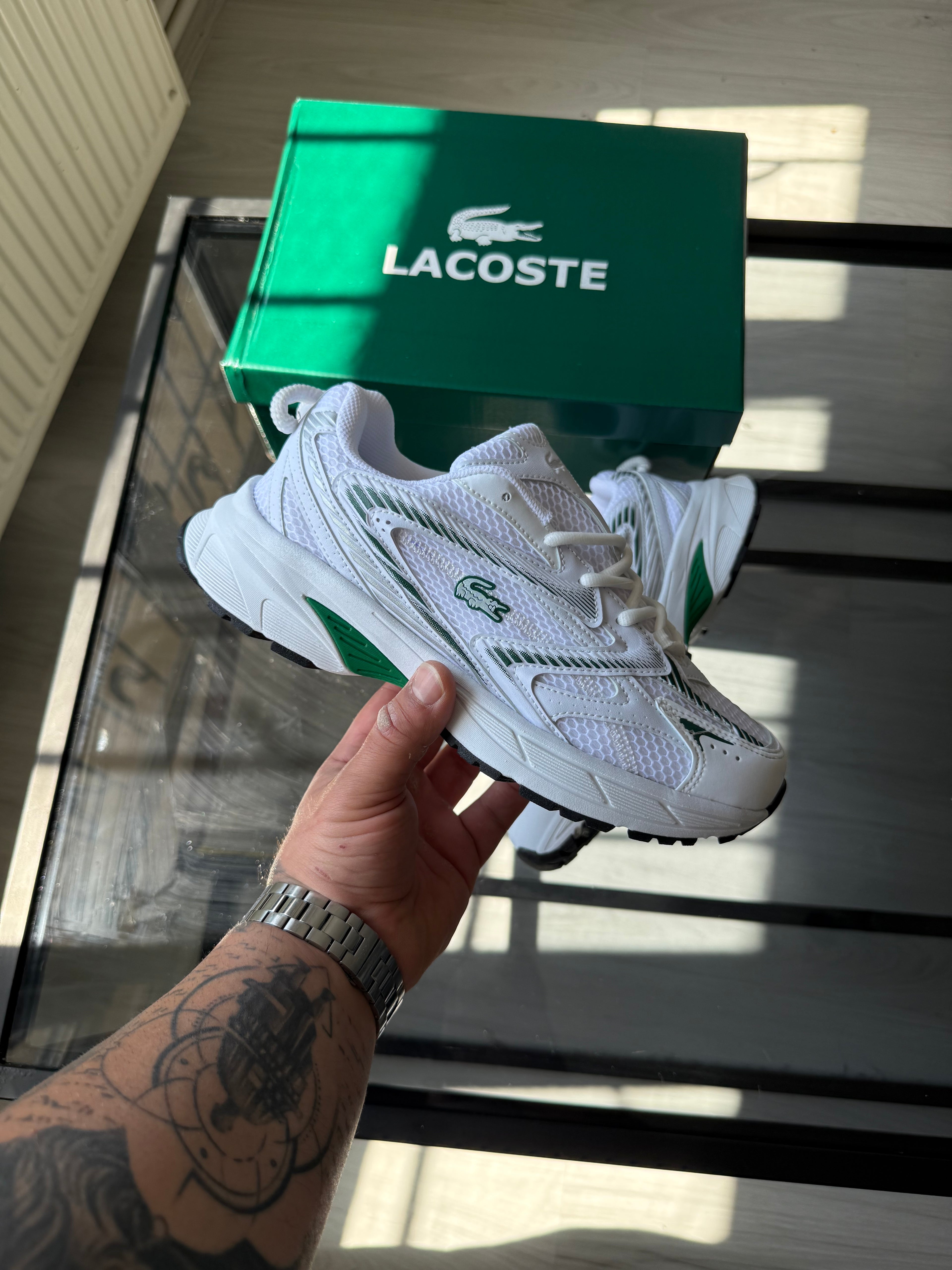 Lacoste Fileli Beyaz Yeşil